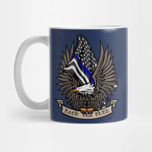 Back the Blue USA Police Blue Line Flag With Eagle by hobrath